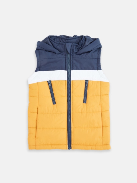 

Pantaloons Junior Boys Mustard Colourblocked Crop Padded Jacket