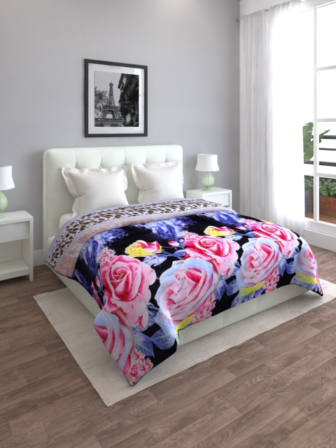 

ROMEE Blue & Pink Floral Mild Winter 500 GSM Double Bed Blanket