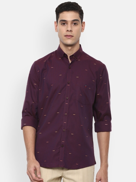 

Louis Philippe Sport Men Maroon Slim Fit Printed Cotton Casual Shirt