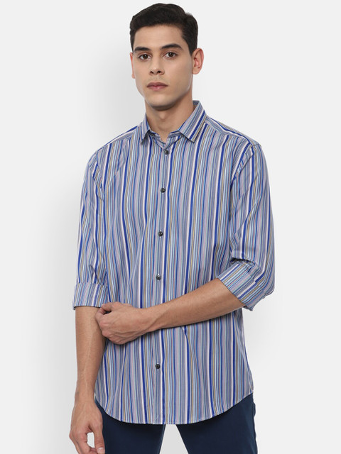 

Louis Philippe Sport Men Blue Striped Cotton Casual Shirt