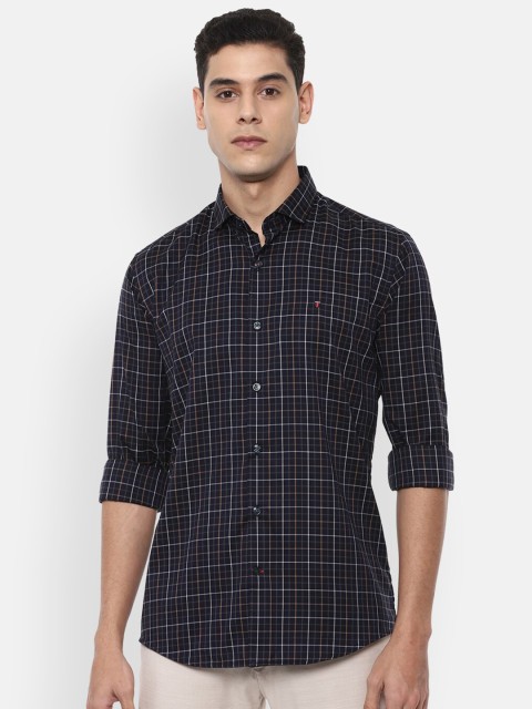 

Louis Philippe Sport Men Navy Blue Slim Fit Buffalo Checked Cotton Casual Shirt