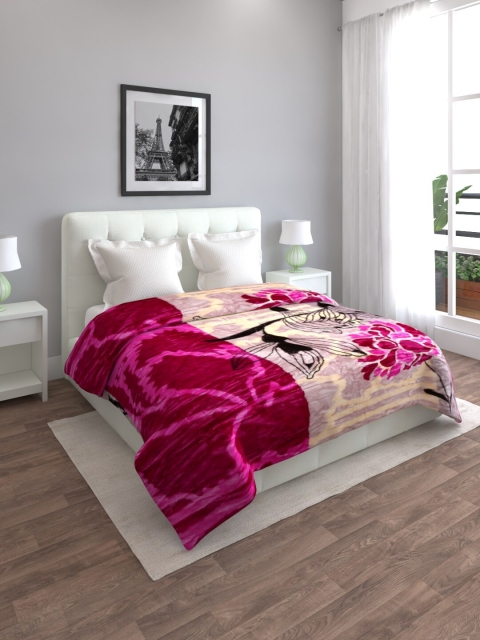 

ROMEE Magenta & Beige Floral Heavy Winter Double Bed Blanket