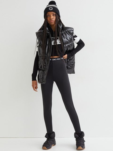 

H&M Women Black Solid Stirrup Leggings