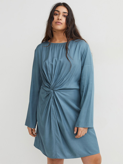 

H&M Women Blue Solid Draped Dress