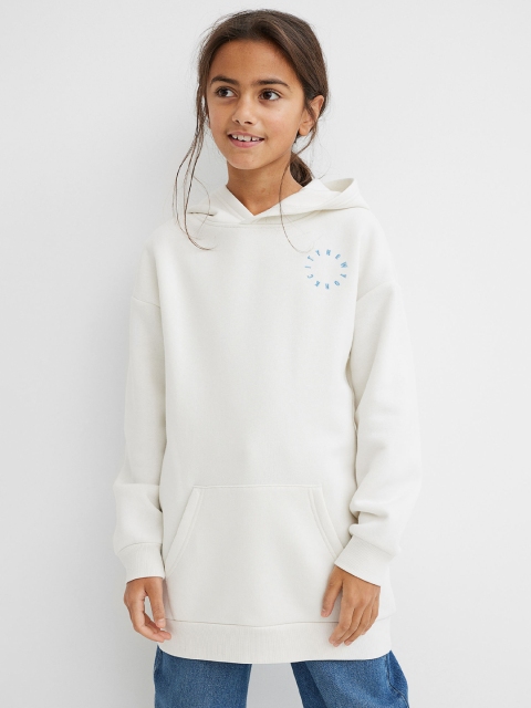 

H&M Girls White Embroidery-Detail Oversized Hoodie