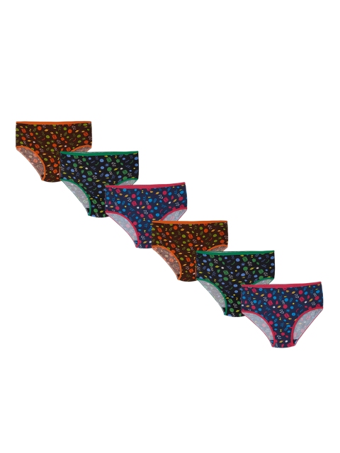 

Red Rose Girls Pack Of 6 Printed Cotton Basic Briefs, Multi