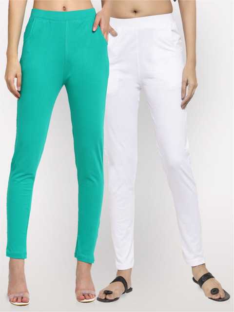 

NEUDIS Women Pack Of 2 Cotton Lycra Ankle Length Jeggings, Teal