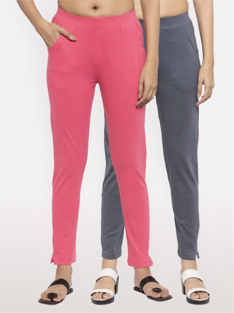 

NEUDIS Women Pack Of 2 Pink & Grey Slim Fit Jeggings