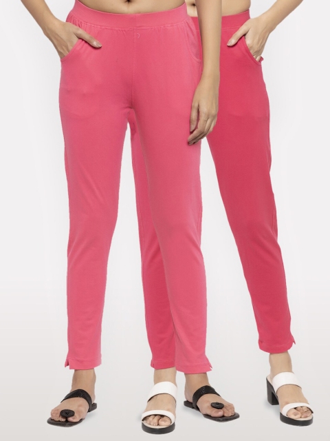 

NEUDIS Women Pack of 2 Pink Ankle Length Jeggings