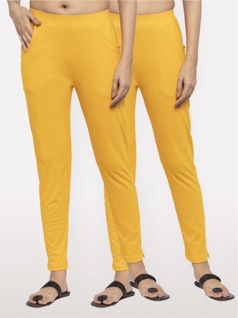 

NEUDIS Women Yellow Pack of 2 Ankle Length Jeggings