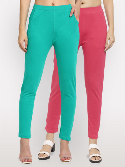 

NEUDIS Women Pack Of 2 Cotton Lycra Ankle Length Jeggings, Teal