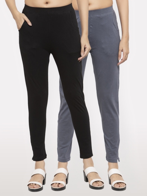 

NEUDIS Women Pack of 2 Black and Grey Ankle Length Jeggings