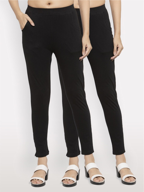 

NEUDIS Women Set of 2 Black Ankle Length Treggings