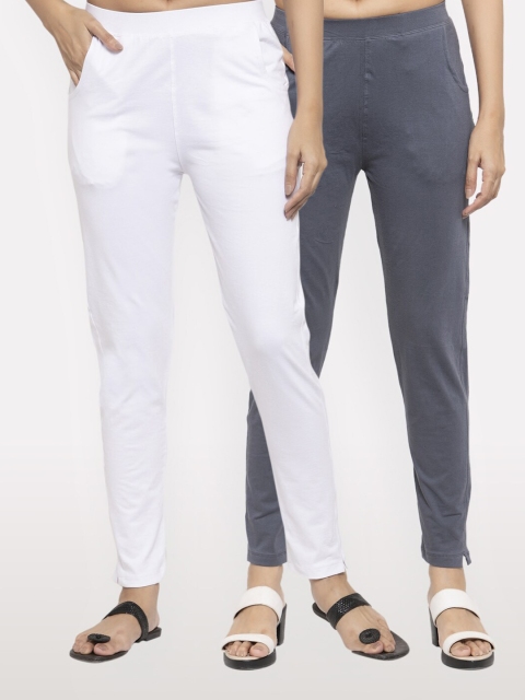 

NEUDIS Women Pack Of 2 White & Grey Slim Fit Jeggings