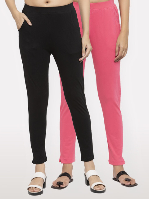 

NEUDIS Women Pack Of 2 Pink & Black Slim Fit Jeggings