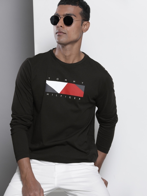 

Tommy Hilfiger Men Black & Red Brand Logo Embroidered Organic Cotton T-shirt