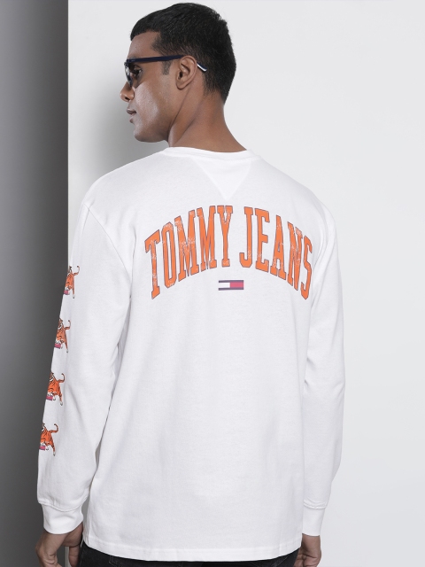 

Tommy Hilfiger Men White & Orange Back Printed Pure Cotton T-shirt