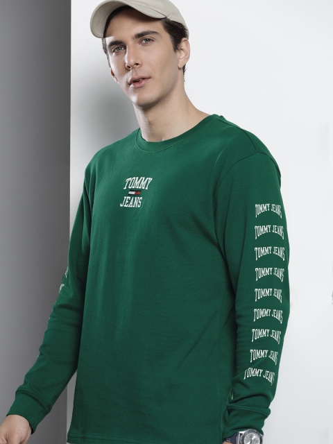 

Tommy Hilfiger Men Green Brand Logo Embroidered Organic Cotton T-shirt