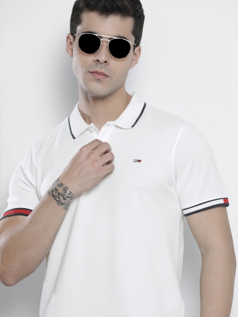 

Tommy Hilfiger Men White Polo Collar Organic Cotton T-shirt