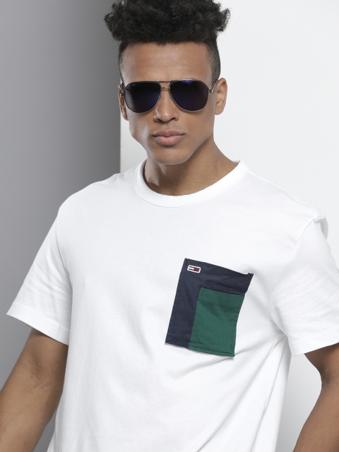 

Tommy Hilfiger Men White Colourblocked Pocket Casual T-shirt