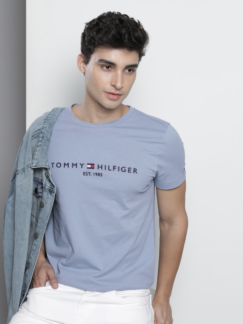 

Tommy Hilfiger Men Blue Brand Logo Embroidered Organic Cotton T-shirt