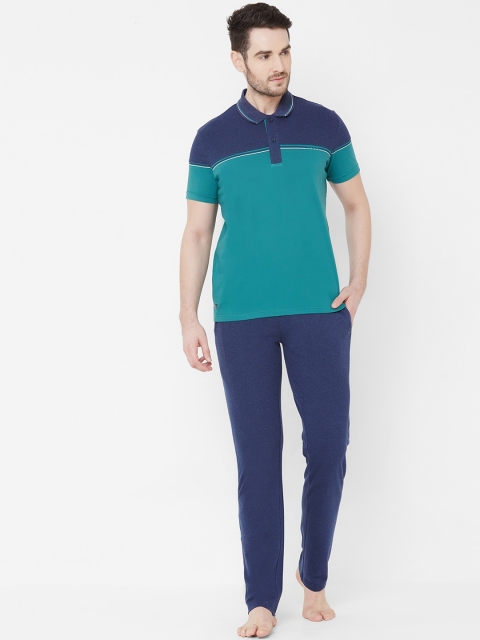 

Sweet Dreams Set Of 2 Men Teal & Blue Colourblocked Night suit