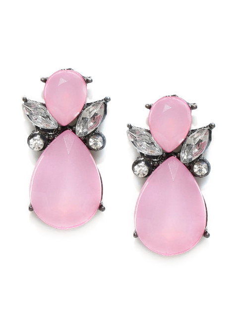 

OOMPH Pink Teardrop Shaped Studs Earrings