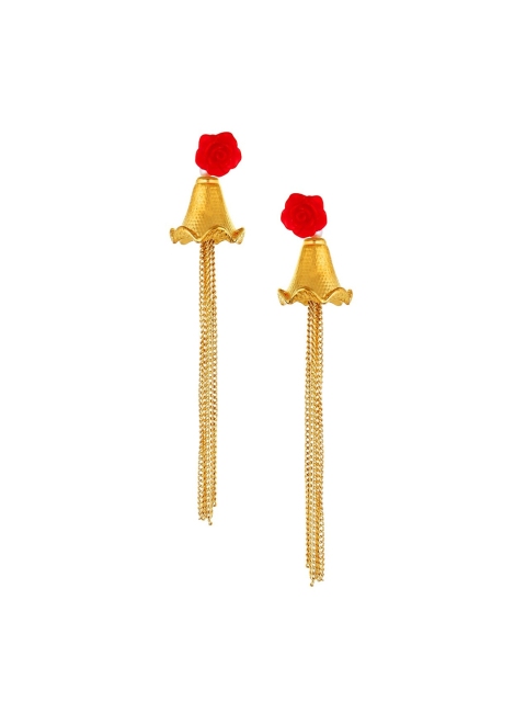 

OOMPH Red & Gold-Plated Contemporary Drop Earrings