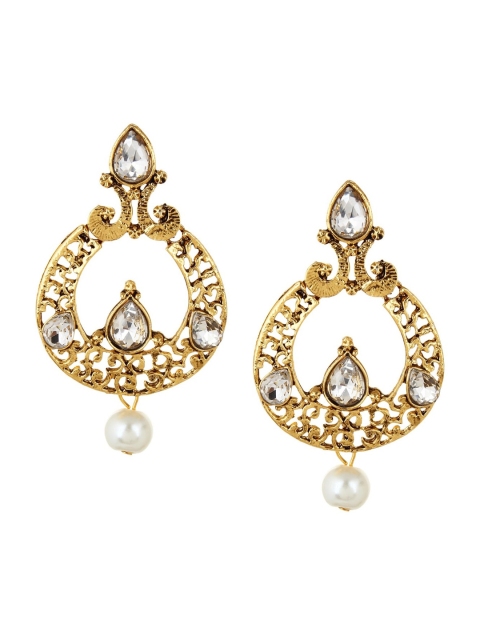 

OOMPH Gold-Toned Contemporary Filigree Drop Earrings