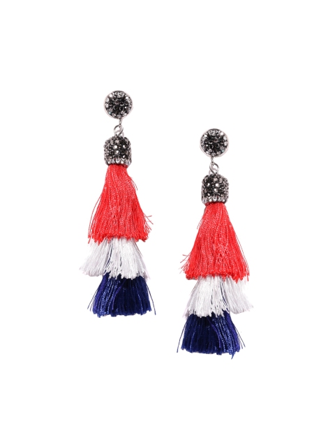 

OOMPH Red & White Contemporary Drop Earrings