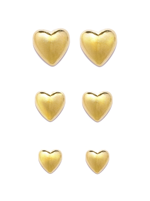 

OOMPH Set of 3 Gold-Toned Heart Shaped Studs
