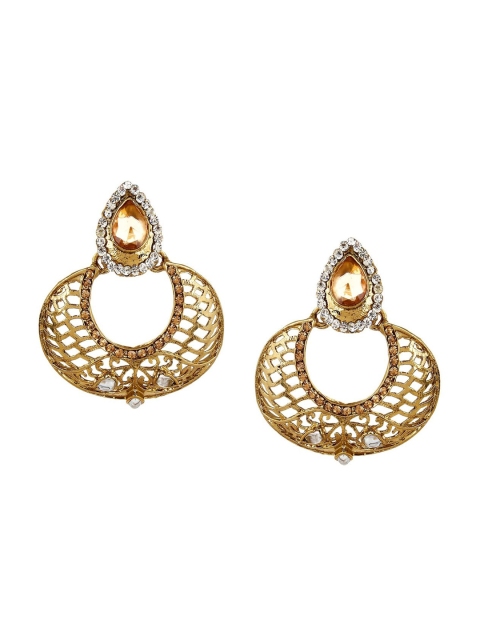 

OOMPH Gold-Toned Filigree Contemporary Drop Earrings