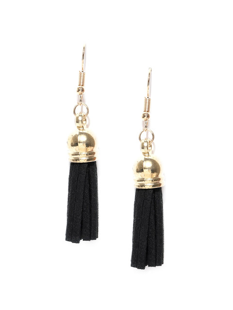 

OOMPH Gold-Toned & Black Contemporary Tassel Drop Earrings