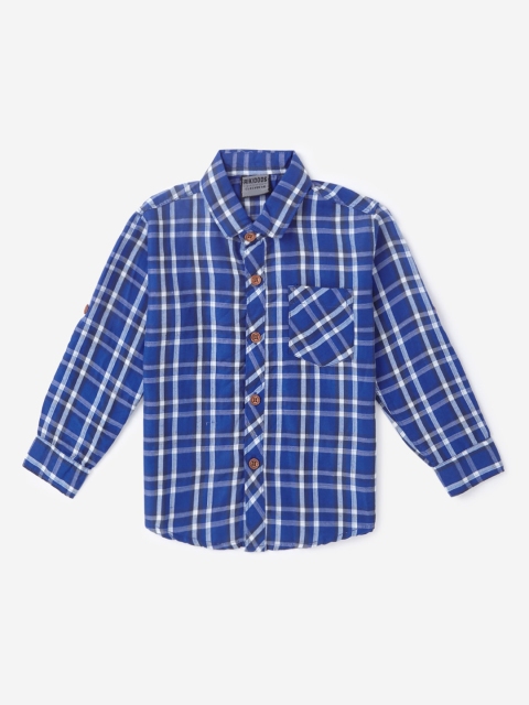 

Hopscotch Boys Blue Smart Tartan Checks Checked Casual Shirt