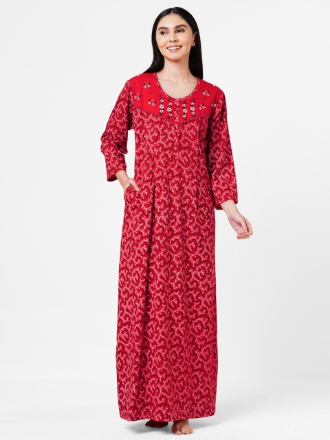 

Sweet Dreams Red Printed Maxi Nightdress