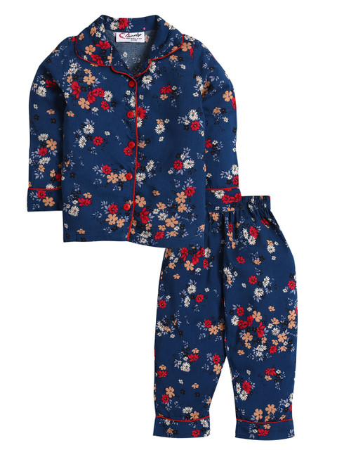 

Hopscotch Girls Blue & Red Printed Organic Cotton Shirt with Pyjamas