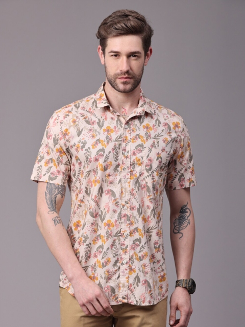 

FOGA Men Cream-Coloured Floral Printed Casual Shirt