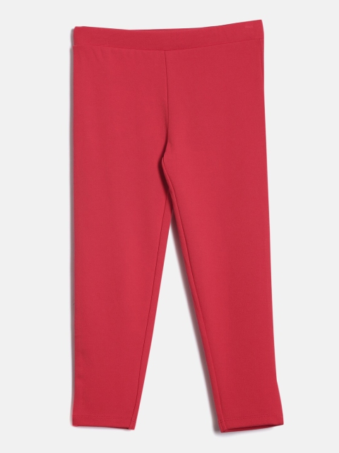 

YK Girls Red Solid Treggings