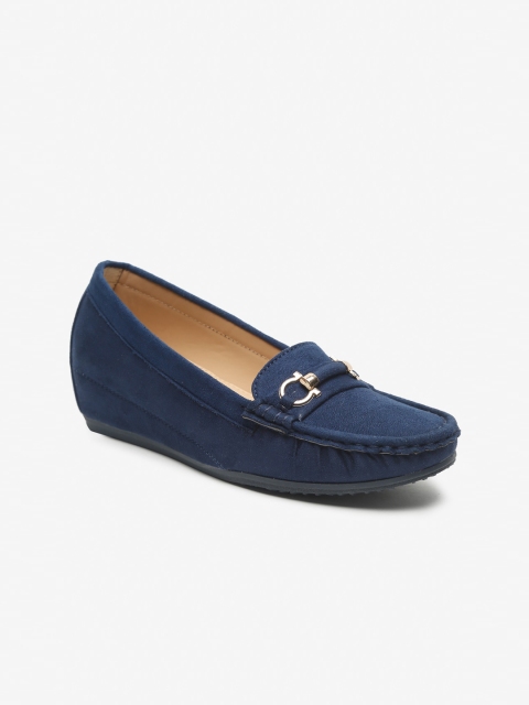 

Flat n Heels Women Blue Textured Suede Loafers