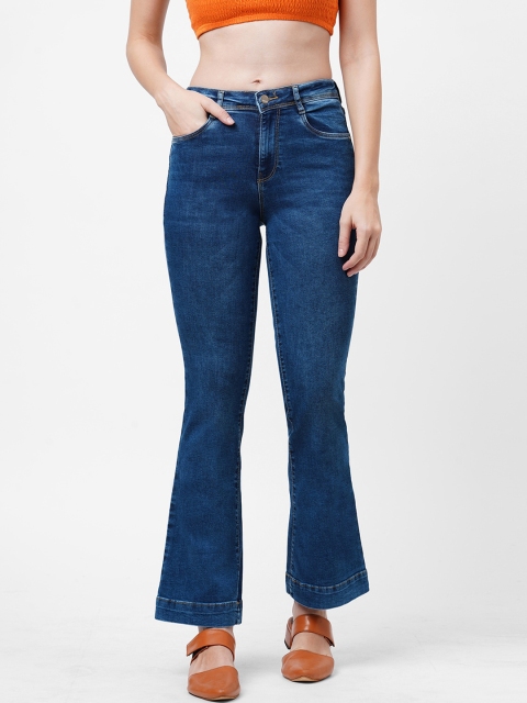 

Kraus Jeans Women Blue Clean Look Flare High-Rise Light Fade Stretchable Jeans