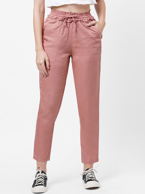 

Kraus Jeans Women Pink Loose Fit High-Rise Trousers