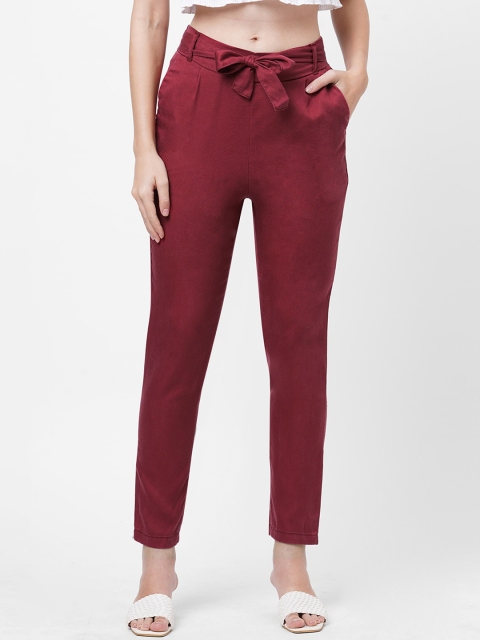 

Kraus Jeans Women Red Loose Fit High-Rise Pleated Trousers