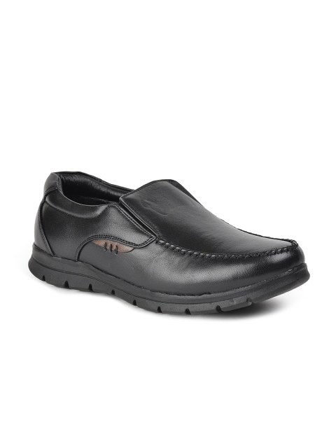 

Liberty Men Black Solid Leather Formal Slip-Ons