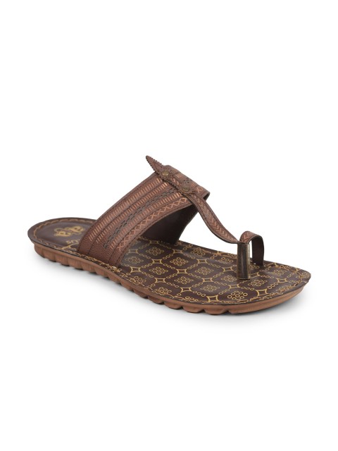 

Liberty Men Brown & Mustard Printed Rubber Thong Flip-Flops