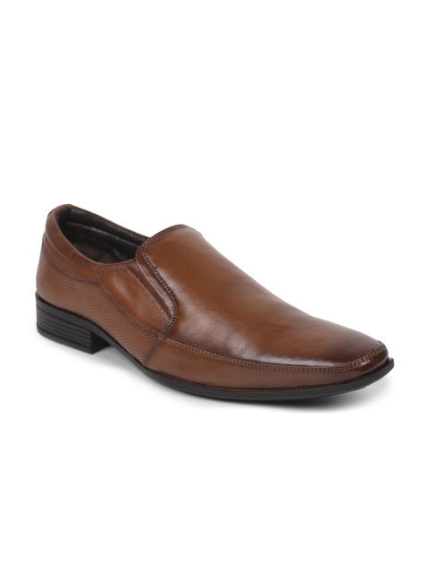 

Liberty Men Tan Brown Solid Leather Formal Slip-Ons