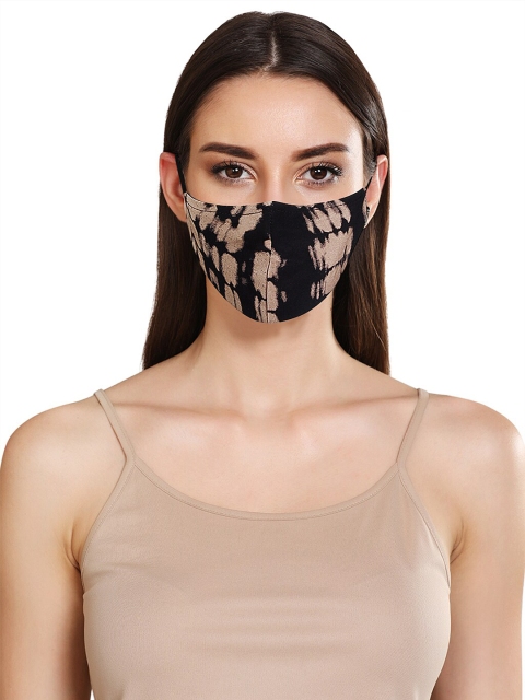 

Kazo Black & Beige Tie & Dye Printed 2 Layer Cloth Mask