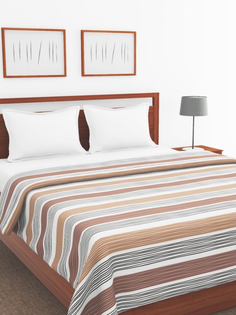 

BIANCA Beige & White Striped AC Room 300 GSM Double Bed Comforter