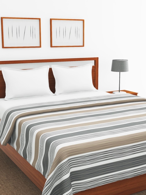 

BIANCA Grey & Brown Striped AC Room 300 GSM Double Bed Comforter