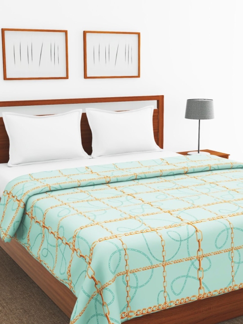 

BIANCA Teal & Gold-Toned Geometric AC Room 300 GSM Double Bed Comforter