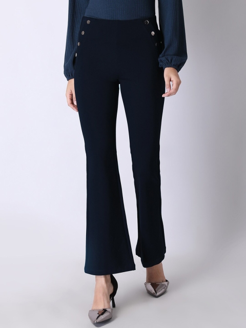 

FabAlley Women Navy Blue Solid Bootcut Treggings